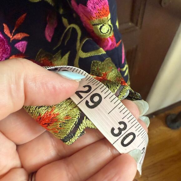 TRINA Trina Turk | Ivar Navy Blue Embroidered Floral Off Shoulder Sheath Dress 2 - Picture 4 of 7